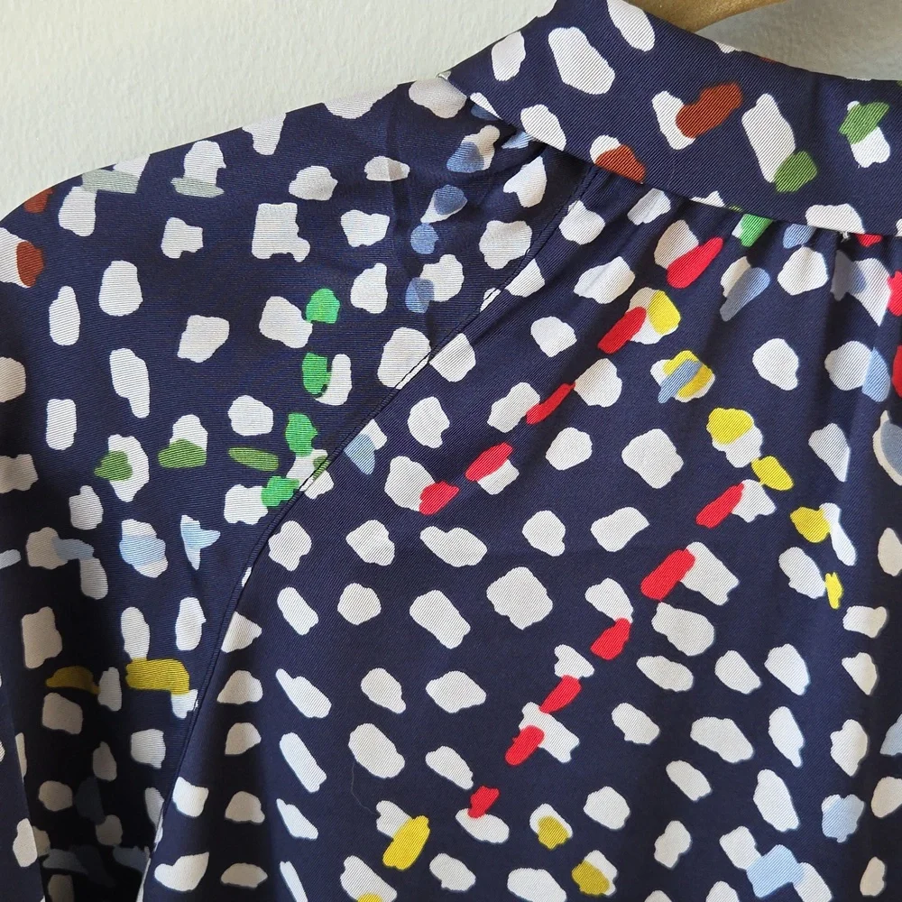 FRNCH Paris Womens Abstract Satin‎ Button Up Henly Blouse Size X-Small